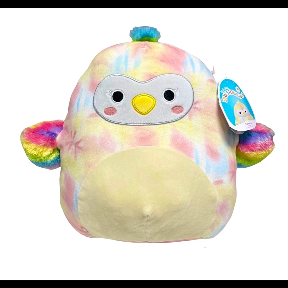 Squishmallow CARMELLA 11 INCH Tie Dye Rainbow Toucan Bird 2022